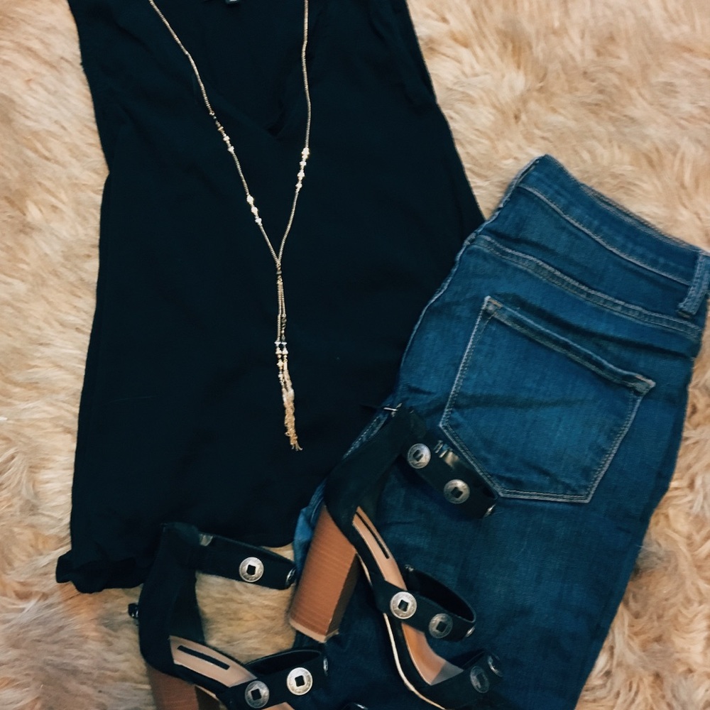 Black Cutout Tank Top